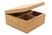 Boîte à thé bambou 4 compartiments 16x16cm