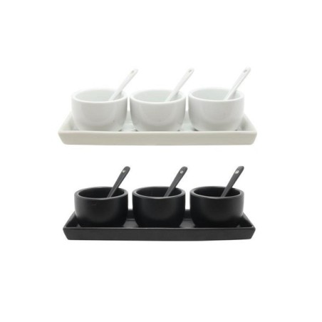 Service à sauce 7 pièces en faïence noir mat ou blanc