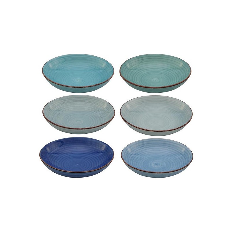 Plat Bleu boite de 6 pièces Ø23x6cm