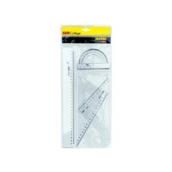 Geometrieset Liniaal 30cm, Tekendriekhoek 45° En 60°, Gradenboog 12cm