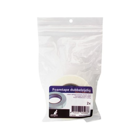 Ruban mousse double face 2 rouleaux 12mm x 1mm x 2 mètres