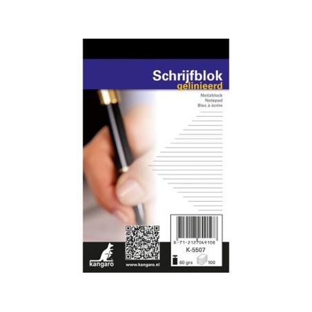 Kangaro Schrijfblokken A7 lijn 60grs 100 blad pak a 10 stuks