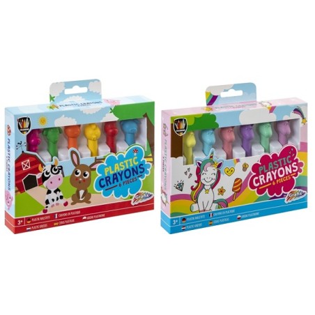 Grafix Crayons de Cire Licorne ou animaux de la ferme 6 pièces