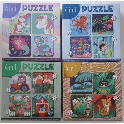 4-in-1 Puzzel (4/6/9/12 Stukjes)