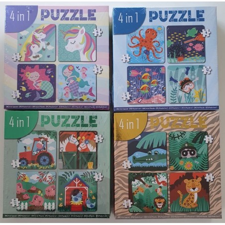 4-in-1 Puzzel (4/6/9/12 Stukjes)