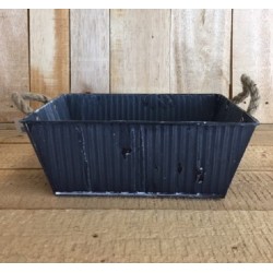 Zinken mand met jute hengsels zwart 30x21x11cm