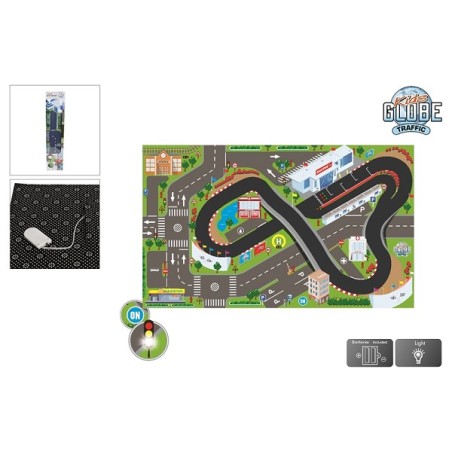 Circuit de tapis de circulation Kids Globe avec lumières LED 72x120cm. Les piles sont incluses.