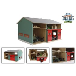 Kids Globe werkplaats met berging en rode deuren 1:32 41x54x32cm