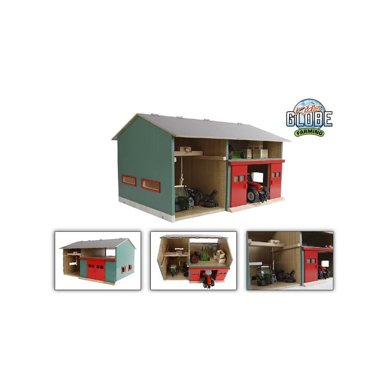 Atelier Kids Globe avec rangements et portes rouges 1:32 41x54x32cm