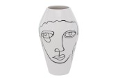 Boltze Home Vaas Tipton Dolomite H16cm zwart wit met print gezicht