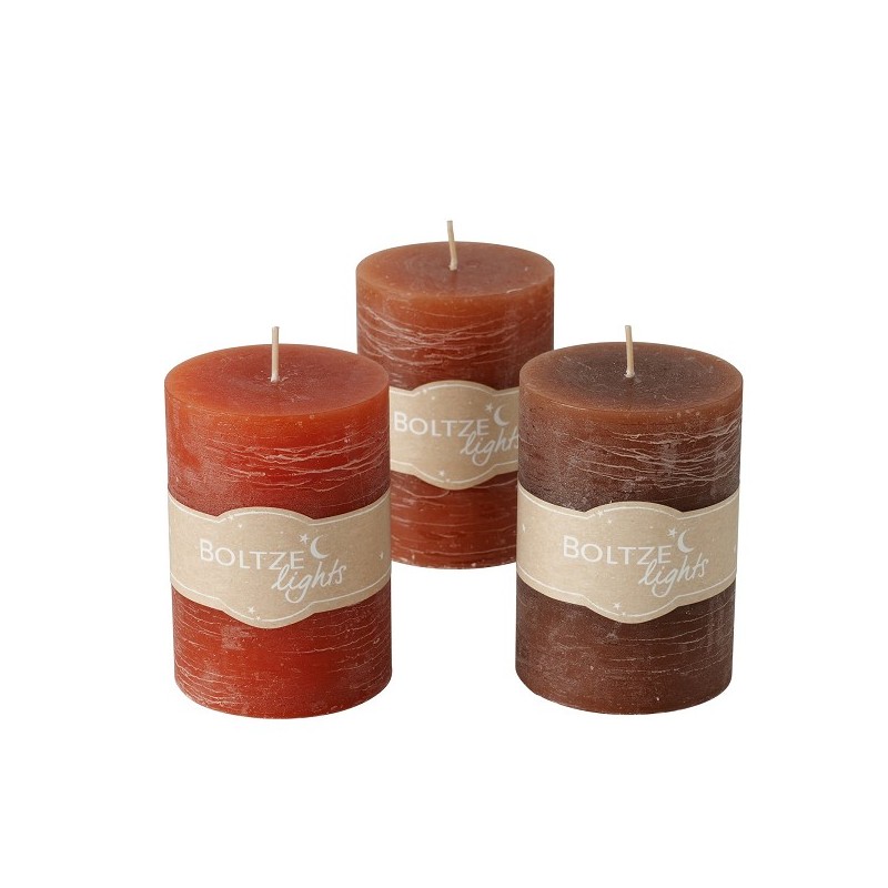 Boltze Home Bougie Pilier Basic Ø7xH10cm mélange de couleurs marron