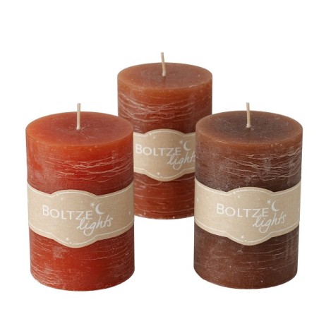 Boltze Home Bougie Pilier Basic Ø7xH10cm mélange de couleurs marron