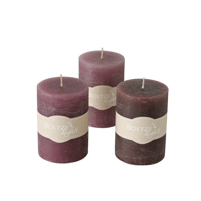 Boltze Home Bougie Pilier Basic Ø7xH10cm mélange de couleurs rose