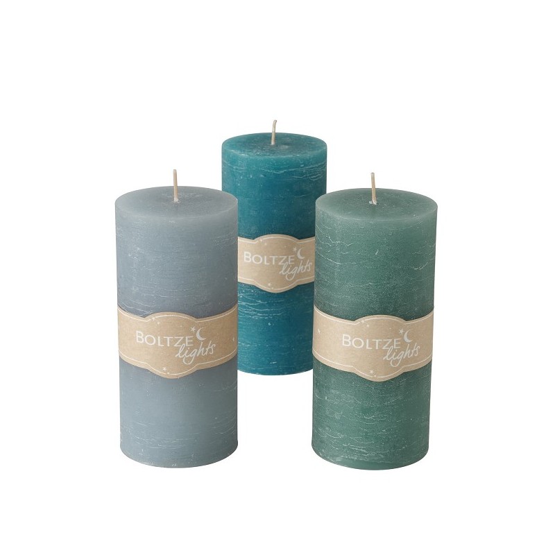 Boltze Home Bougie pilier Basic Ø7xH15cm vert coloris-mix