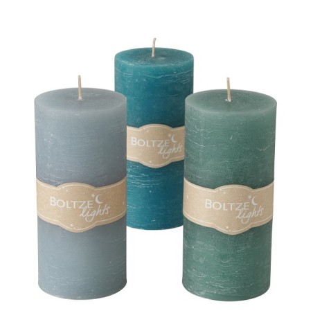 Boltze Home Bougie pilier Basic Ø7xH15cm vert coloris-mix