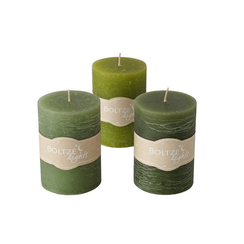 Boltze Home Bougie pilier Basic Ø7xH10cm vert coloris-mix