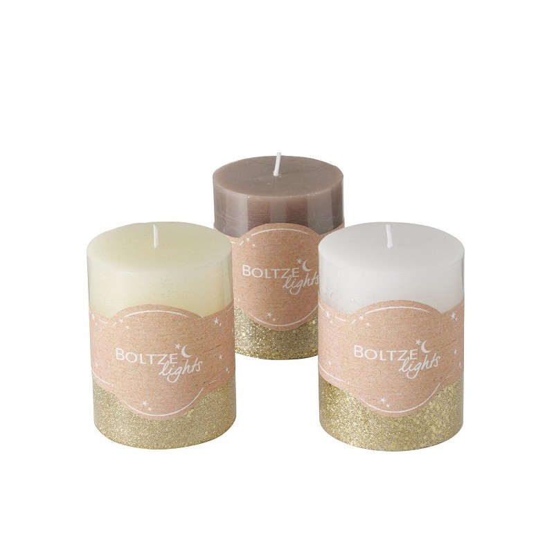 Boltze Home Stompkaars Mariza Ø7xH9cm , Cream white, Taupe, White, Gold