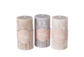 Boltze Home Stompkaars Gräser Ø7xH13cm , Beige, Light grijs, Taupe colour-mix met bloemreliëf