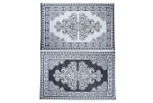 Esschert Design Tapis de jardin motif persan 186x120cm noir et blanc