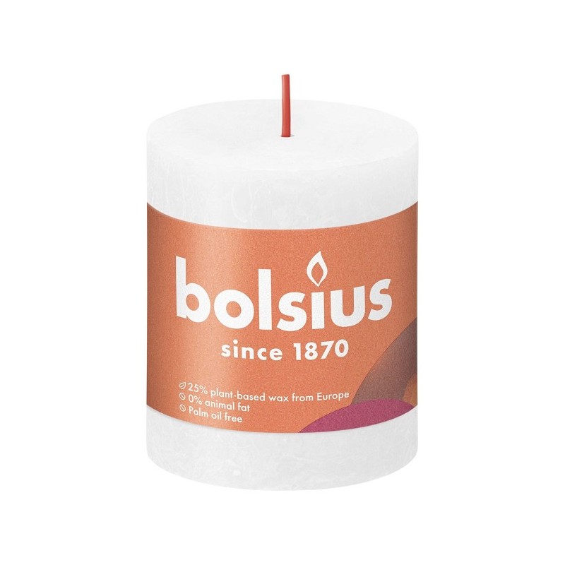 Bolsius Shine Collection Bougie bloc rustique 80/68 Blanc nuageux- Blanc nuageux