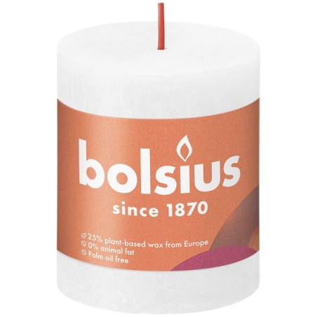 Bolsius Shine Collection Bougie bloc rustique 80/68 Blanc nuageux- Blanc nuageux