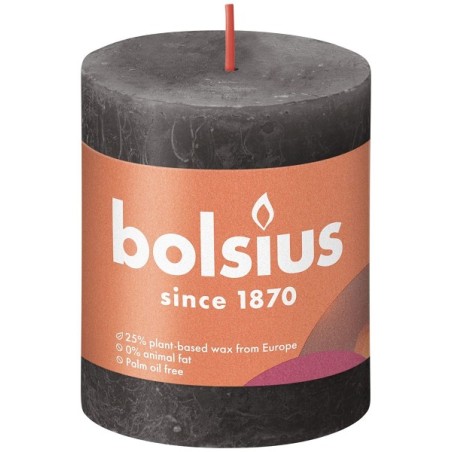 Bolsius Bougie bloc rustique 80/68 Gris orageux-Gris tempête