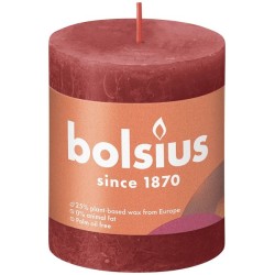 Bolsius Shine Collection Bougie bloc rustique 80/68 Rouge délicat - Rouge délicat
