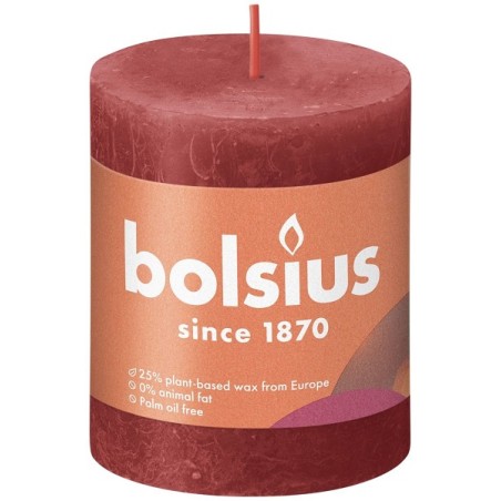 Bolsius Shine Collection Rustiek stompkaars 80/68 Delicate Red- Delicaat Rood