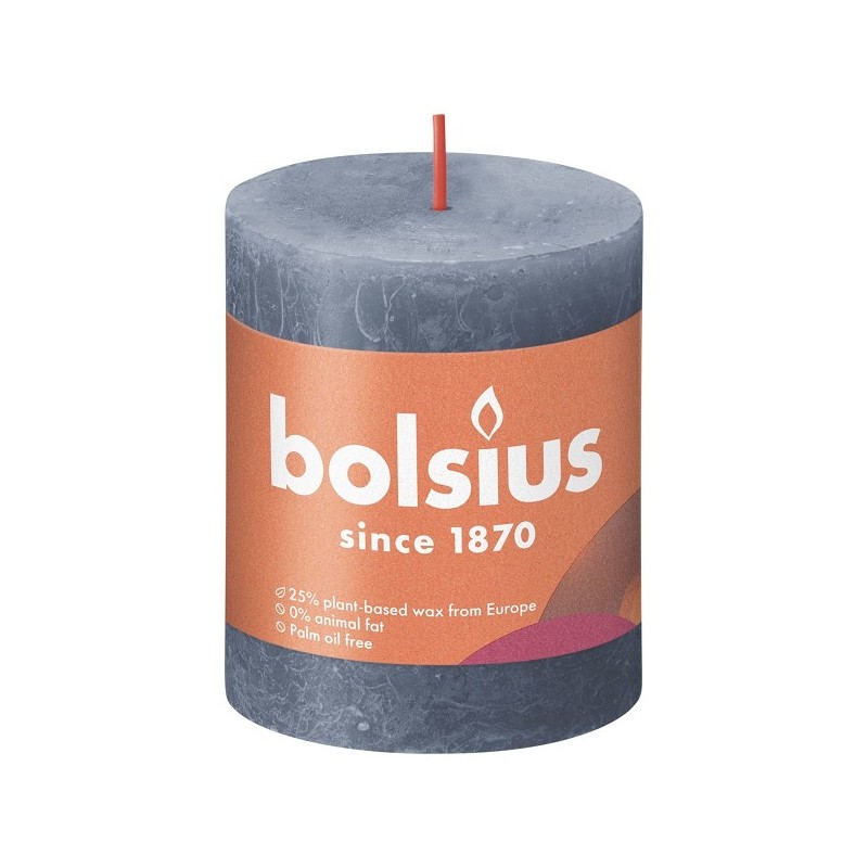 Bolsius Shine Collection Bougie bloc rustique 80/68 Bleu crépuscule- Bleu crépuscule