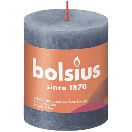 Bolsius Shine Collection Bougie bloc rustique 80/68 Bleu crépuscule- Bleu crépuscule