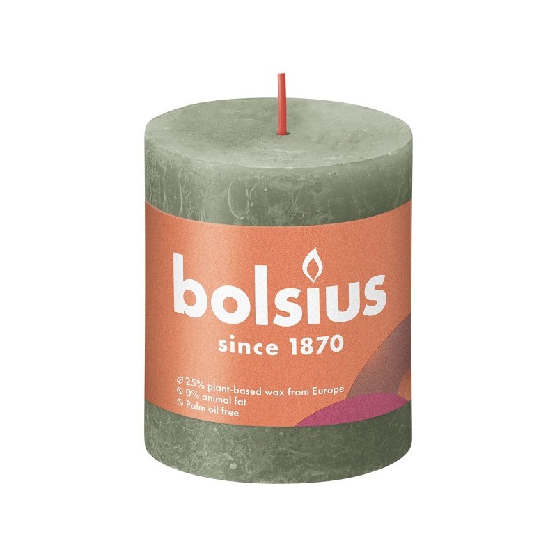 Bougie bloc rustique Bolsius 80/68 Olive fraîche - Olive fraîche