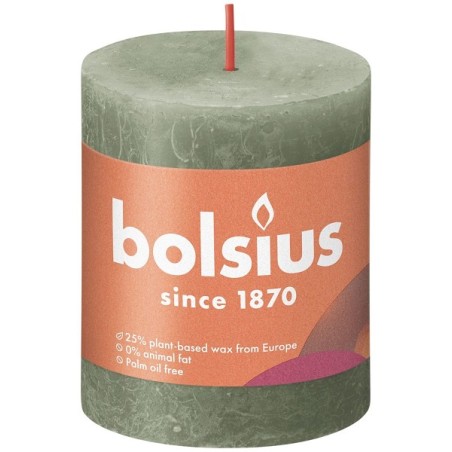 Bolsius Rustiek stompkaars 80/68 Fresh Olive- Fris Olijf