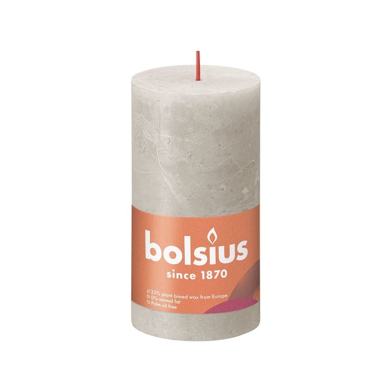 Bolsius Shine Collection  Rustiek stompkaars 130/68 Sandy Grey - Zandgrijs