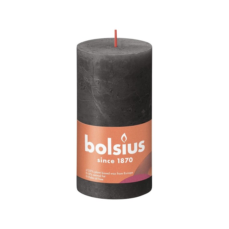 Bolsius Bougie bloc rustique 130/68 Gris orageux-Gris tempête