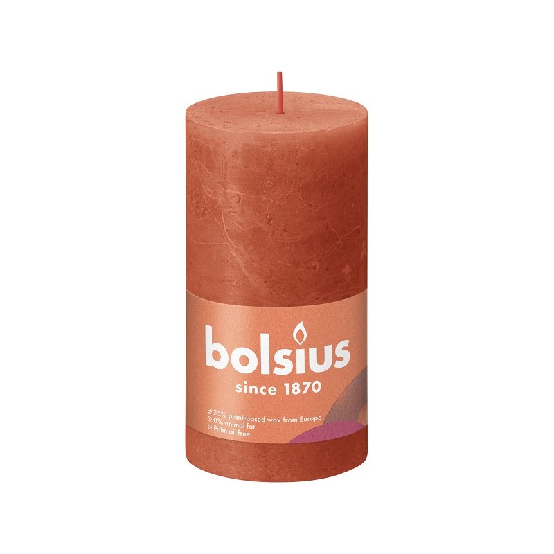 Bolsius Shine Collection  Rustiek stompkaars 130/68 Earthy Orange- Aards Oranje