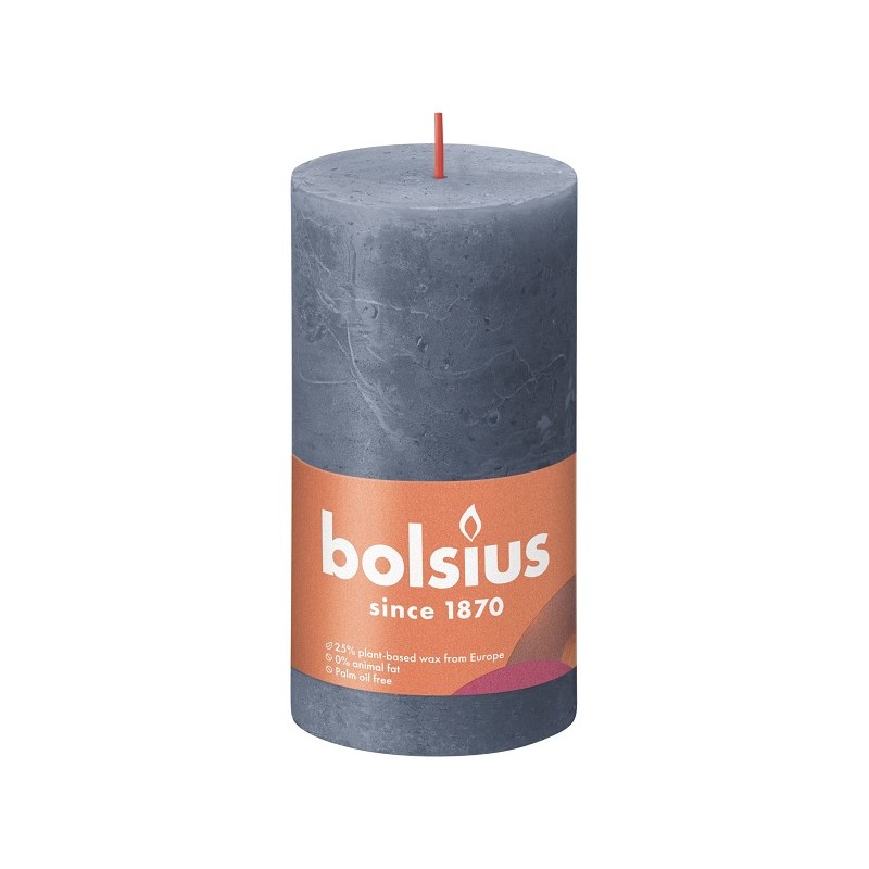 Bolsius Shine Collection Bougie bloc rustique 130/68 Shine Twilight Blue- Bleu crépuscule