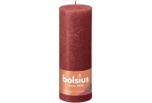 Bolsius Shine Collection Bougie bloc rustique 190/68 Rouge délicat - Rouge délicat