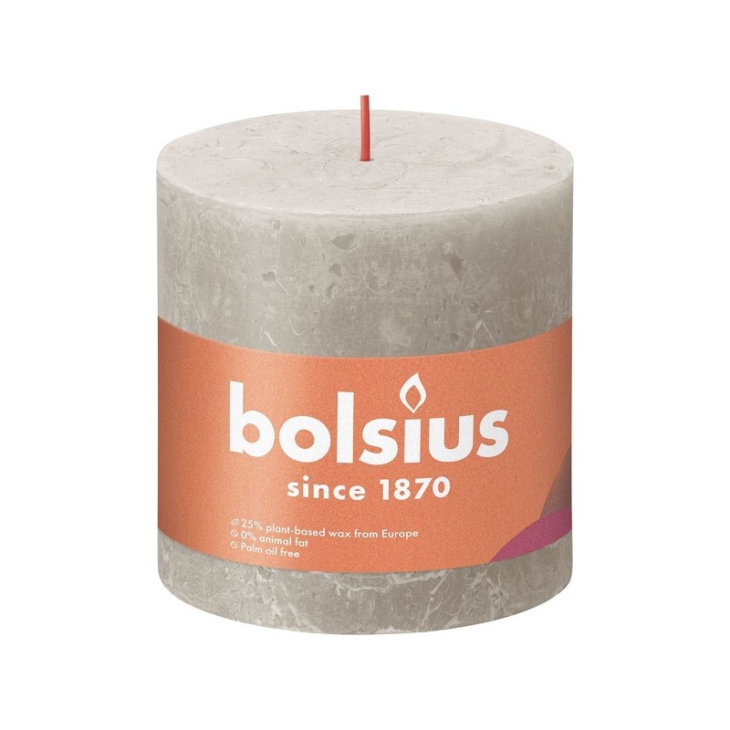 Bolsius Shine Collection  Rustiek stompkaars 100/100 Sandy Grey - Zandgrijs