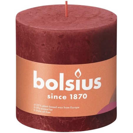 Bolsius Shine Collection Bougie bloc rustique 100/100 Rouge délicat-Rouge délicat
