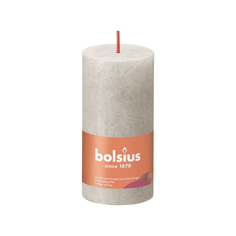 Bolsius Shine Collection Bougie bloc rustique 100/50 Sandy Grey - Gris sable