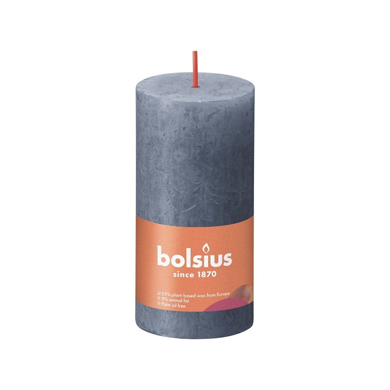 Bolsius Shine Collection Bougie pilier rustique 100/50 Bleu crépuscule