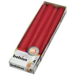 Bougie gothique Bolsius 245/24mm boîte a 4 Rouge