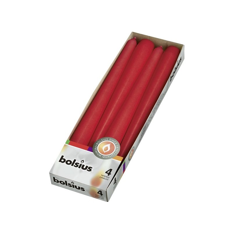 Bougie gothique Bolsius 245/24mm boîte a 4 Rouge