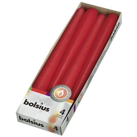 Bougie gothique Bolsius 245/24mm boîte a 4 Rouge