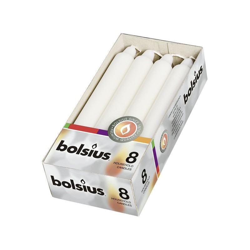 Bolsius Dinerkaars 180/21mm doos a 8 Wit