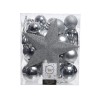 Set de boules de Noël en plastique argenté boîte de 33 pièces