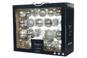 Set de boules de Noël en verre argenté boîte de 42 pièces