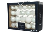 Kerstballenset van glas winter wit  box a 42 stuks