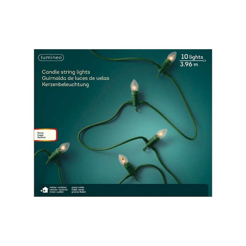 Lumineo Éclairage bougie effet flamme 10 Lampes 396cm de long