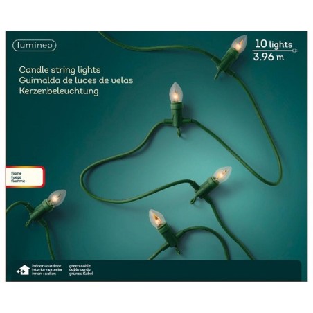 Lumineo Kaarsverlichting met vlam effect 10 Lampen 396cm lang